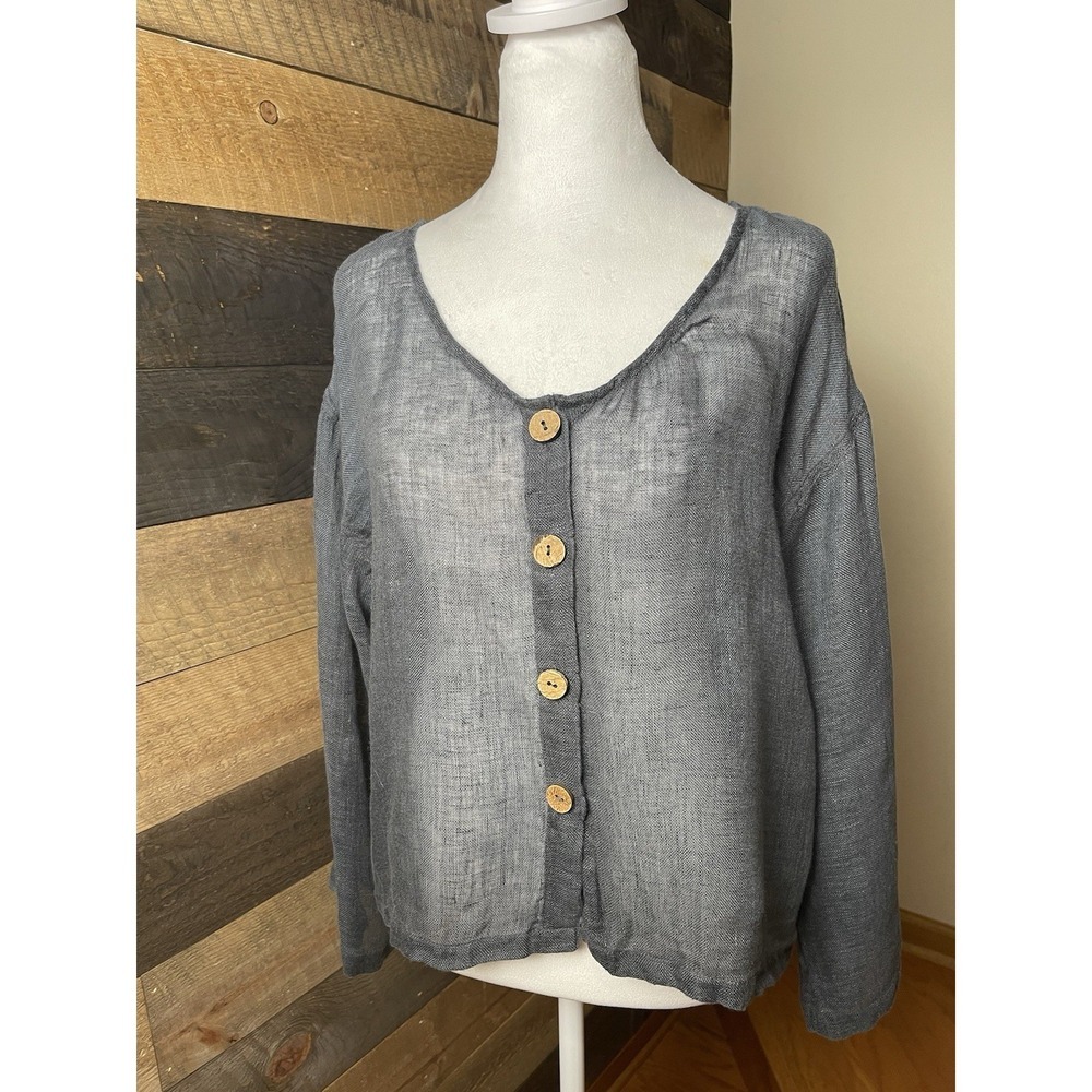 Vikolino 100% European Linen SHEER JACKET | LIGHT WEIGHT One Size French Blue